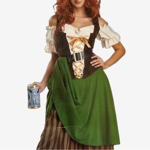 TAVERN GIRL midi dress constume 💚🤎